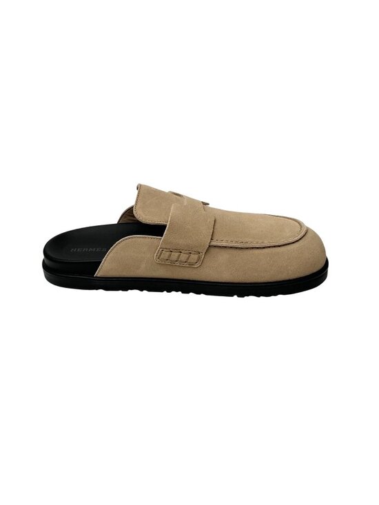 HERMES Men\'s Beige Suede Go Mules size 5 main image 7